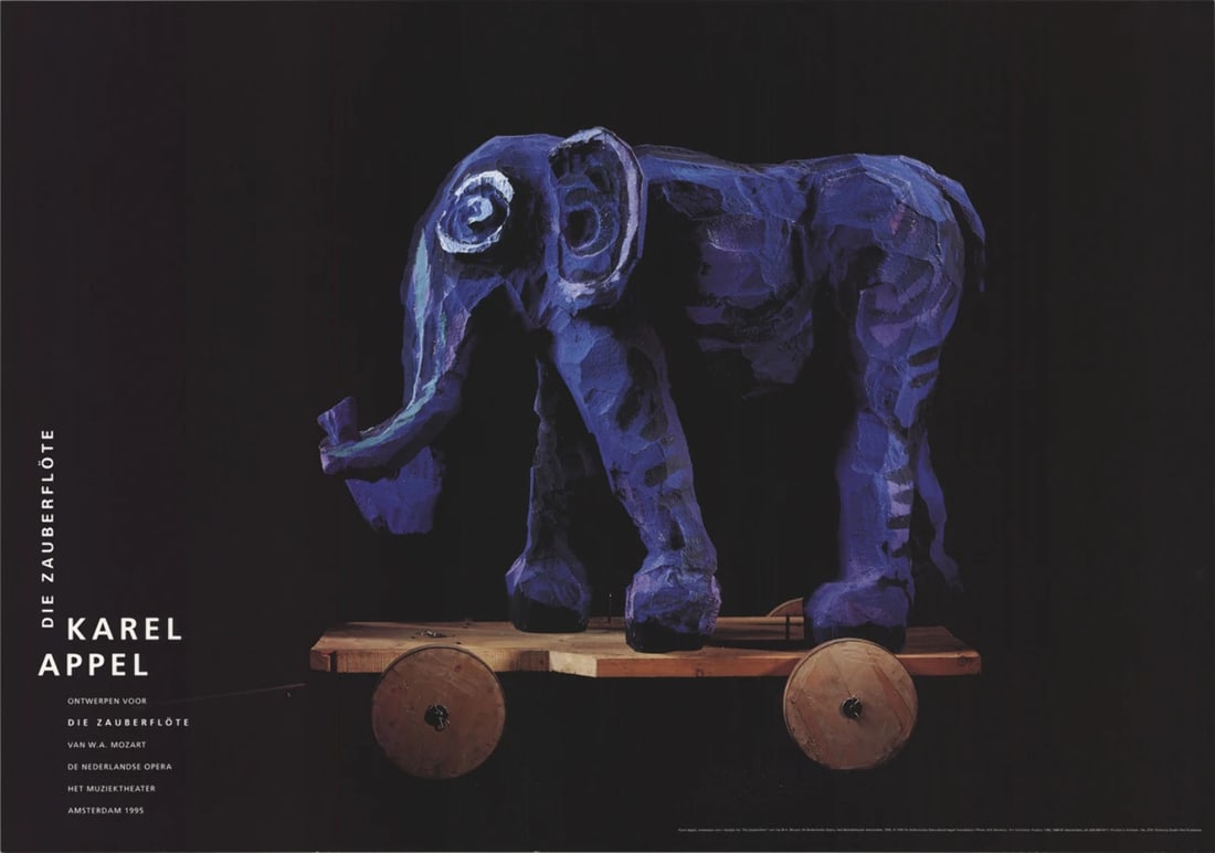 KAREL APPEL Die Zauberflote (Magic Flute) Elephant 27.5" x 39.25" Poster 1995 E (1 of 1)