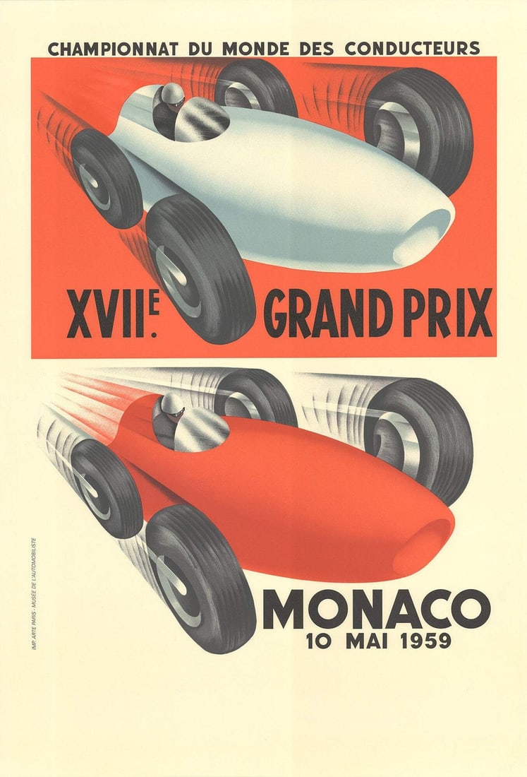 UNKNOWN Monaco Grand Prix 1959 39.5" x 26.75" x 26.75" 2002 Vintage Red (1 of 4)