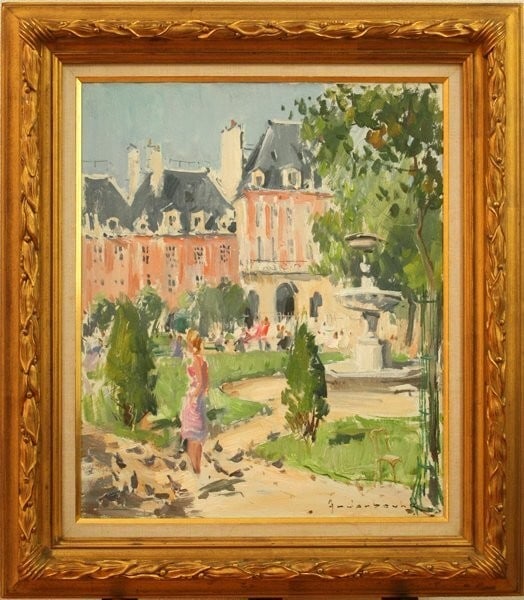 Original Oil Painting on Canvas Paul Jean Anderbouhr Place des Vosges Paris (1 of 10)