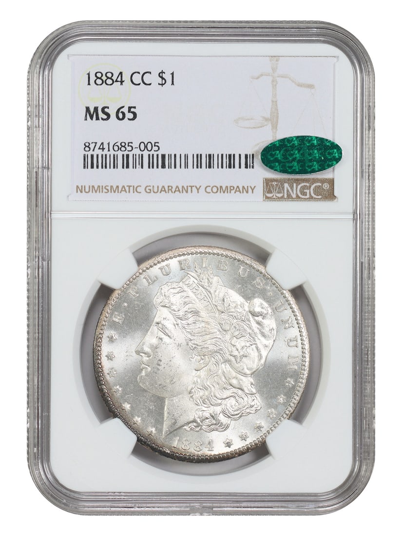 CC Mint Issue 1884-CC $1 NGC/ MS65 Morgan Dollar: CC Mint Issue 1884-CC $1 NGC/ MS65 Morgan Dollar CC Mint Issue 1884-CC $1 NGC/ MS65 Morgan Dollar is a highly graded, uncirculated Morgan Dollar from the 1884 Carson City mint, certified by the Numism