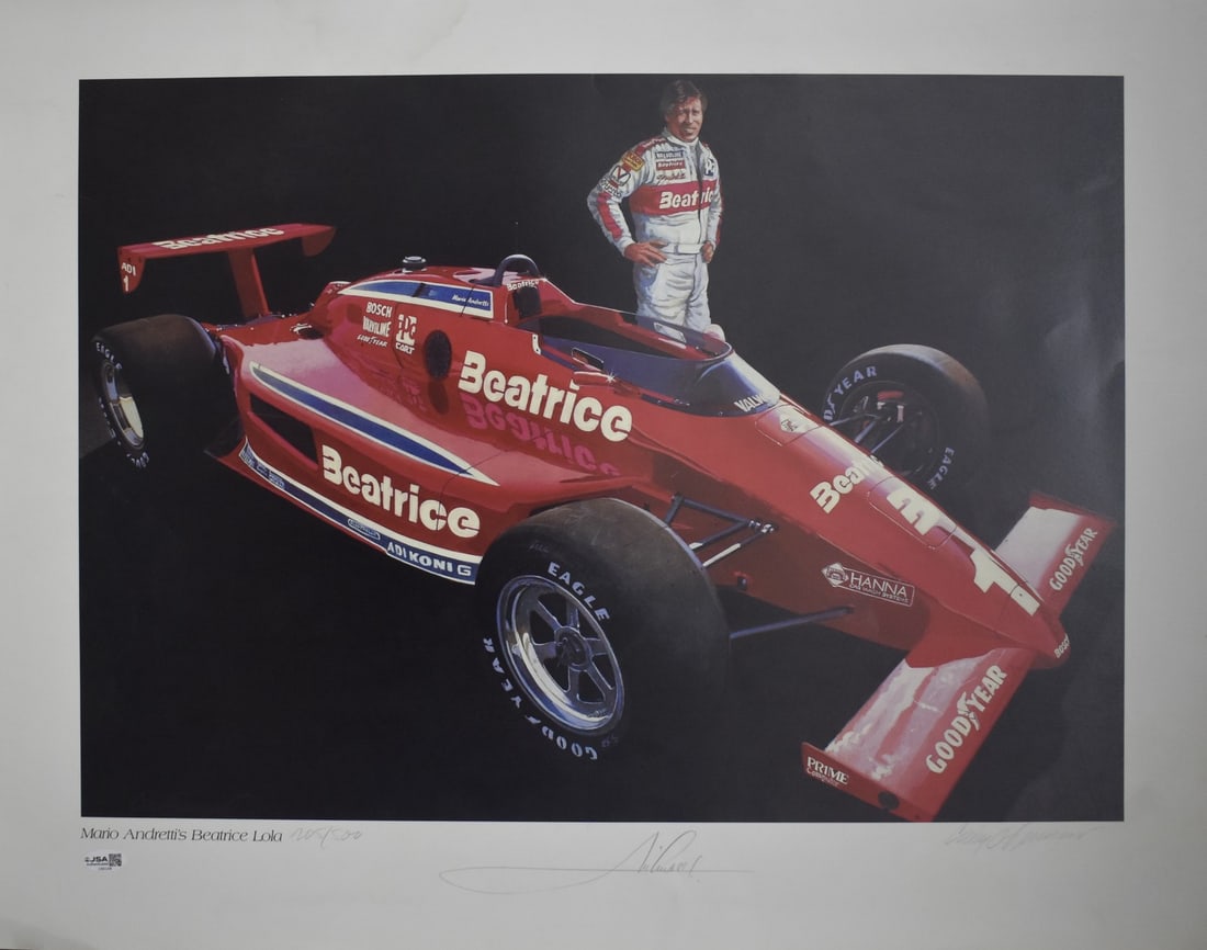Autographed Art Print Poster 21.5x27 Signed by Mario Andretti 500 205 JSA 211945 (1 of 5)