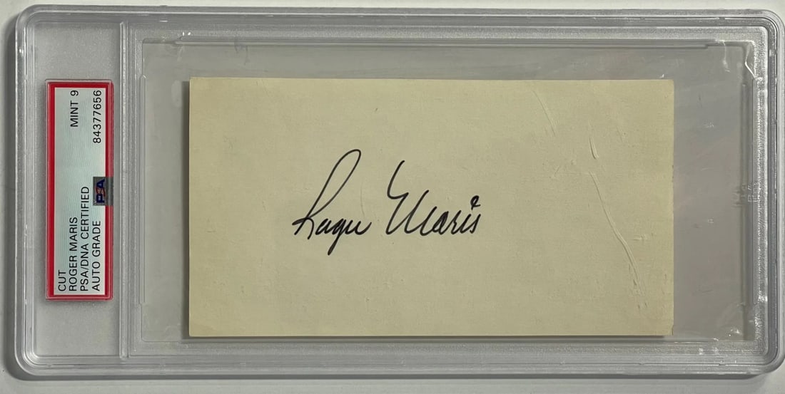 Roger Maris Autographed Card Index 3x6 PSA (1 of 2)