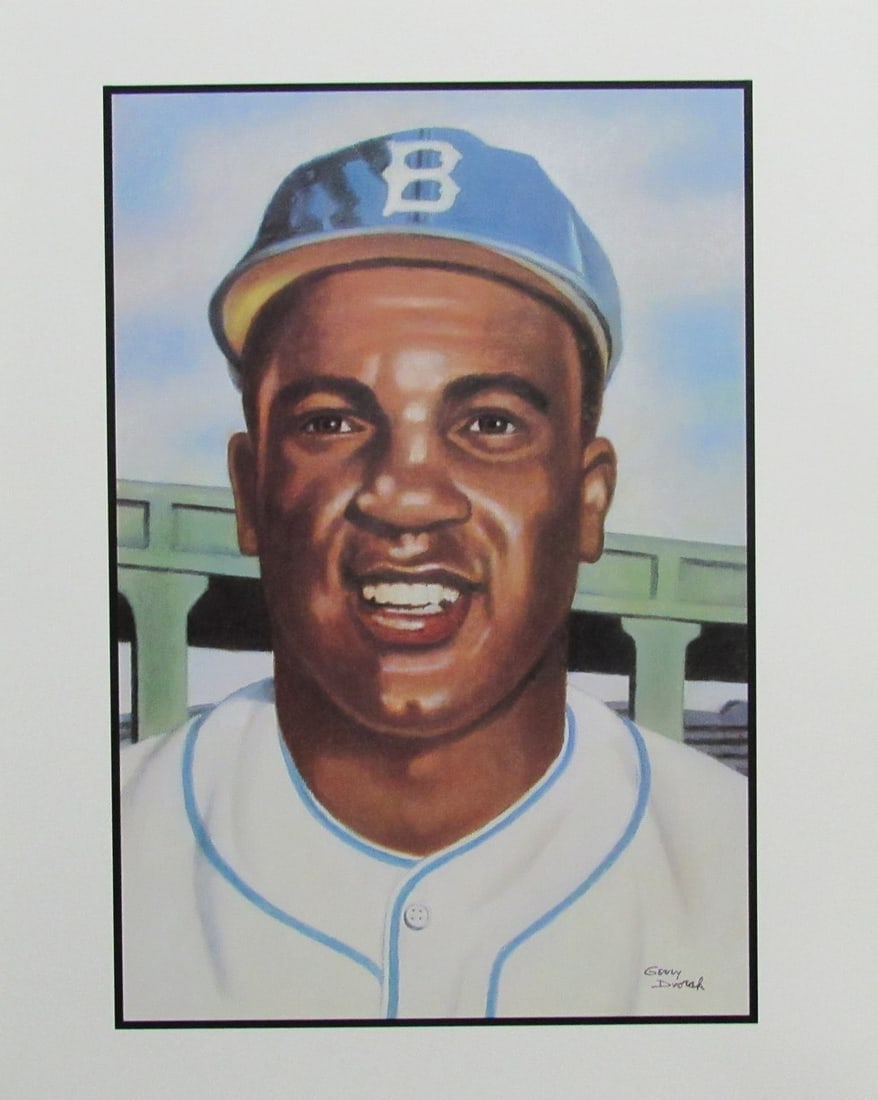Artist Jerry Dvorak Lithograph 16x20 Brooklyn Dodgers Jackie Robinson (1 of 2)