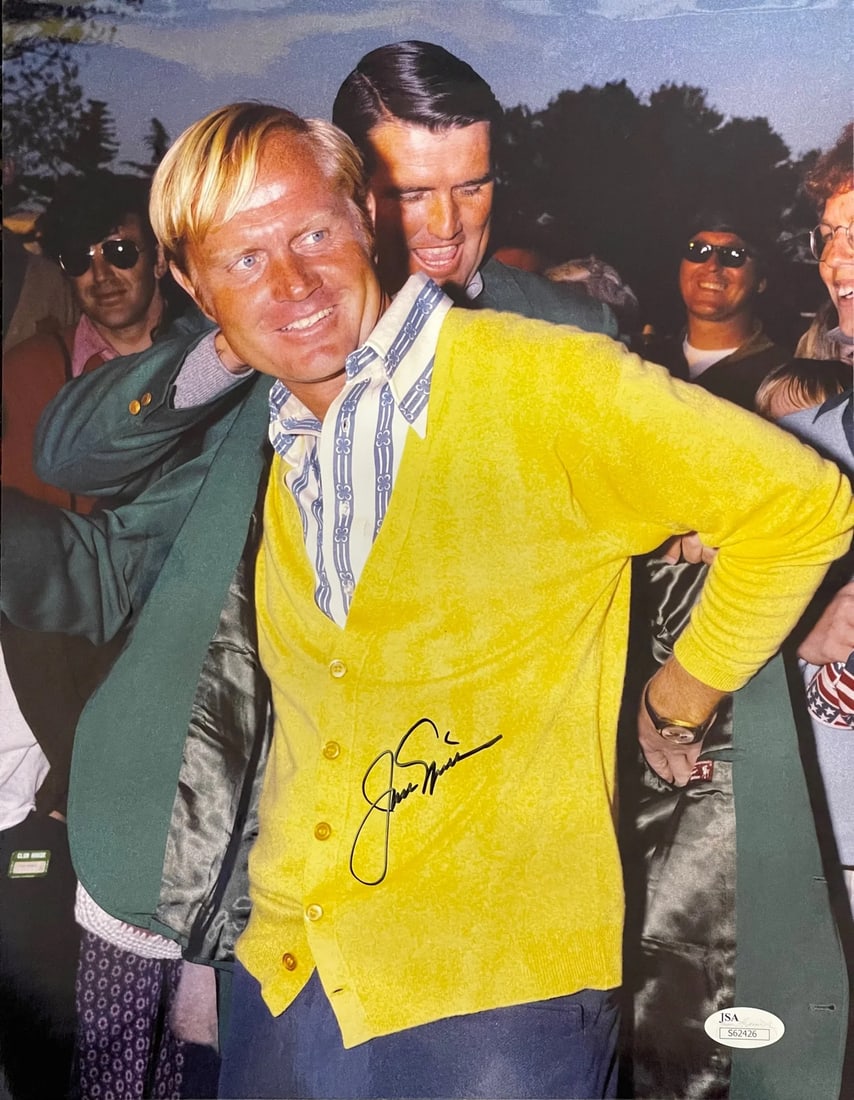 Jack Nicklaus Autographed Golf 11x14 Photo (JSA): Jack Nicklaus Autographed Golf 11x14 Photo (JSA) Authentic Jack Nicklaus signed 11x14 golf photo, bearing a black sharpie signature across the front, verified by James Spence Authentication. This uniq