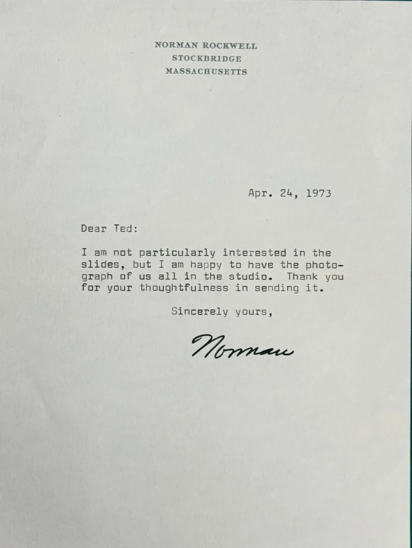Norman Rockwell Autographed April 24, 1973 Letter (Beckett) (1 of 3)