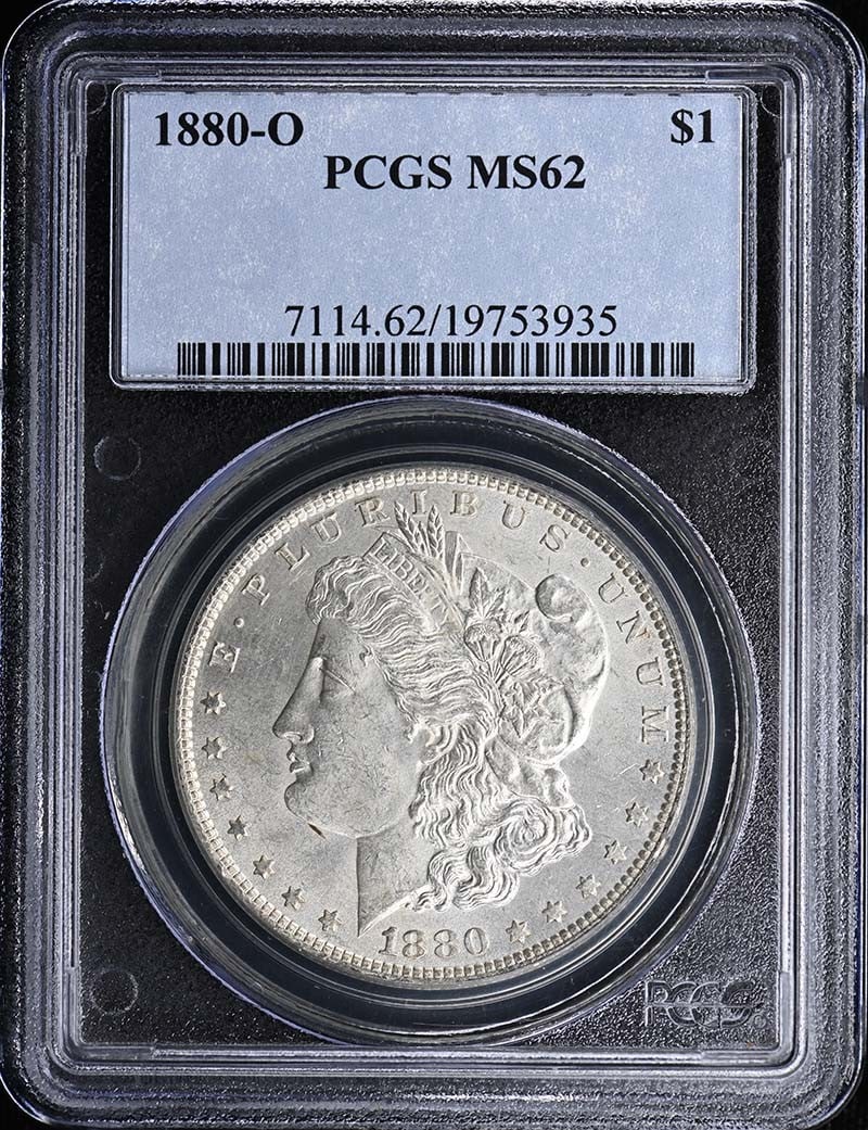PCGS MS62 1880 O Morgan Dollar: PCGS MS62 1880 O Morgan Dollar The 1880 O Morgan Dollar is a highly detailed and well-preserved coin, certified by PCGS as MS62. This uncirculated coin features the iconic design of the Morgan