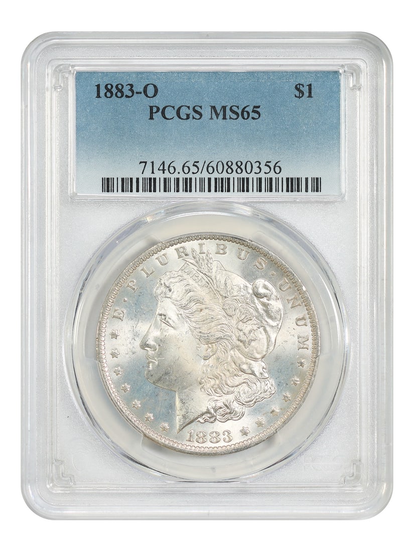 Popular O-Mint Issue 1883-O $1 PCGS MS65 Morgan Dollar: Popular O-Mint Issue 1883-O $1 PCGS MS65 Morgan Dollar The 1883-O $1 Morgan Dollar is a highly sought-after coin, featuring the iconic O mint mark from the New Orleans mint. Graded MS65 by PCGS, this 
