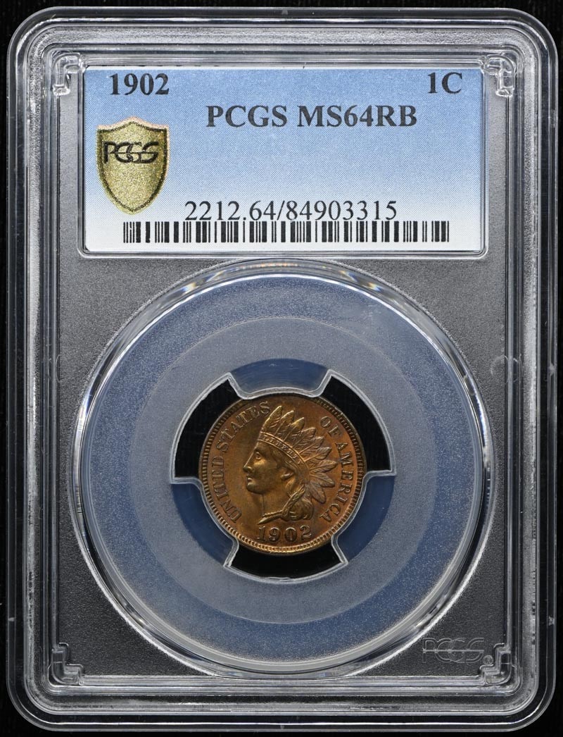 Type 3 Bronze PCGS MS64RB Indian Cent 1902 1C: Type 3 Bronze PCGS MS64RB Indian Cent 1902 1C The 1902 Indian Cent, PCGS MS64RB, is a highly detailed and well-preserved example of a circulated 1C coin. Certified by PCGS, this coin boasts a high