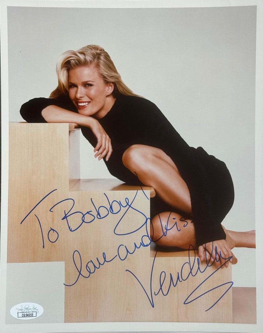 Vendela Kirsebom Autographed 8x10 Celebrity Photo (JSA): Vendela Kirsebom Autographed 8x10 Celebrity Photo (JSA) Vendela Kirsebom's 8x10 celebrity photo, signed in blue sharpie with a personal message "To Bobby Love and Kisses". This unique piece bears the 