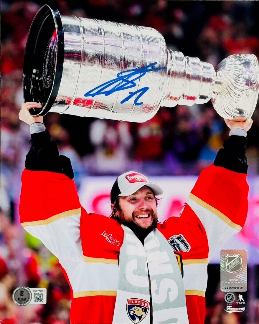 Sergei Bobrovsky Autographed Panthers 8x10 Raising Stanley Cup (Beckett Witness) (1 of 1)