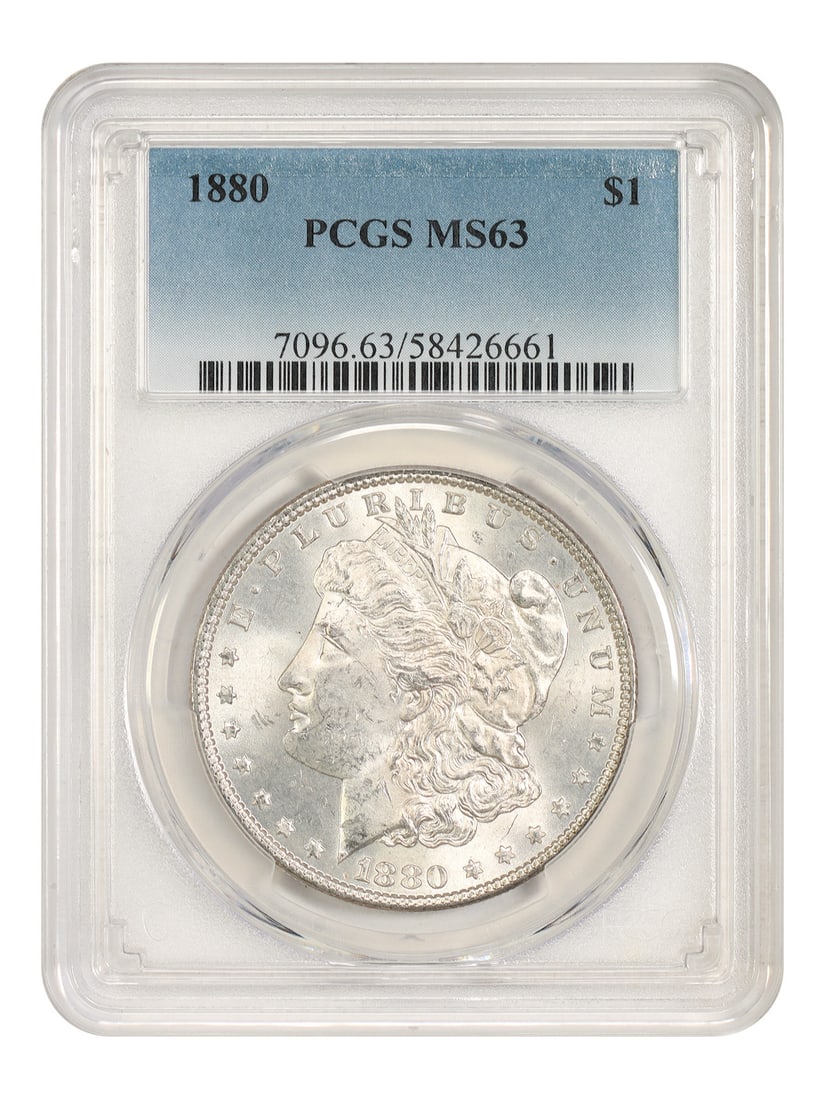Morgan Dollar PCGS MS63 - 1880 - Better Date: Morgan Dollar PCGS MS63 - 1880 - Better Date The 1880 Morgan Dollar, graded MS63 by PCGS, boasts a stunning Better Date design, a hallmark of the series. Certified by the prestigious Professional Coin