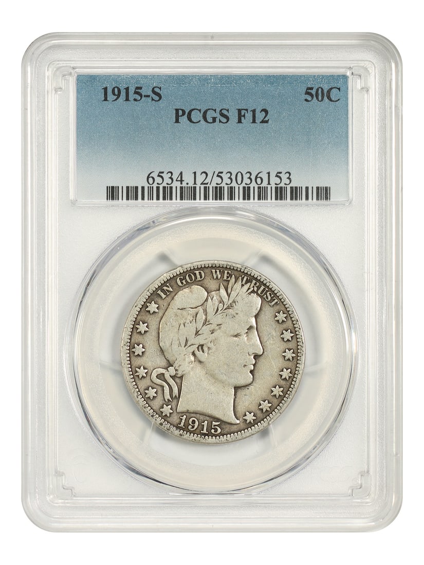 PCGS Fine 12 1915-S Barber Half Dollar: PCGS Fine 12 1915-S Barber Half Dollar Item Specifics: Denomination: 50C Year: 1915 Mint Location: San Francisco Circulated/Uncirculated: Circulated Certification: PCGS Certification Number: 53036153 