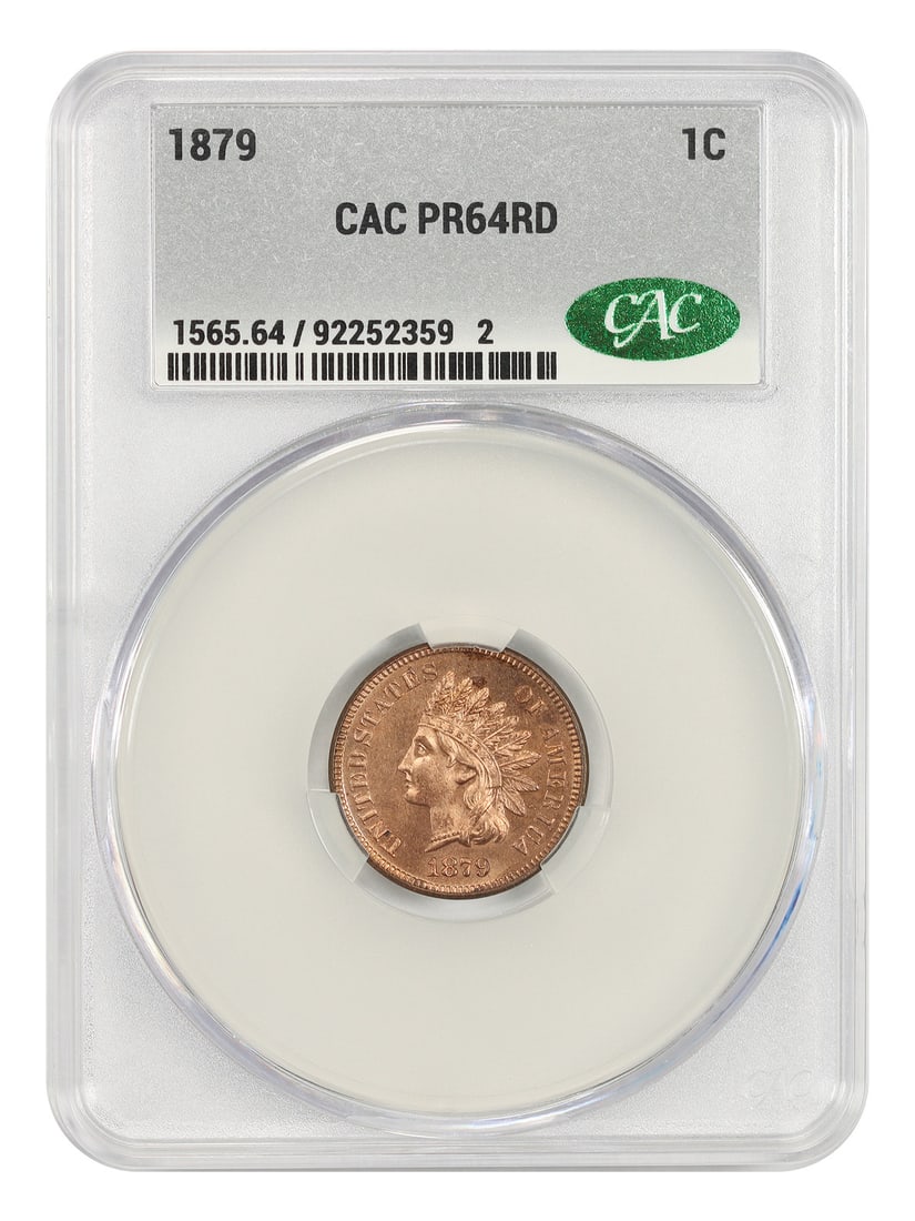 1879 1C CACG PR64RD - Indian Cent - Elusive in Full Red: 1879 1C CACG PR64RD - Indian Cent - Elusive in Full Red The 1879 Indian Cent is a highly sought-after coin, and this particular example is a stunning PR64RD in full red. Certified by CACG, this coin's