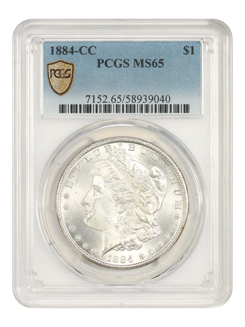 1884-CC $1 PCGS MS65 - Morgan Dollar - Popular CC-Mint Issue: 1884-CC $1 PCGS MS65 - Morgan Dollar - Popular CC-Mint Issue The 1884-CC $1 Morgan Dollar is a highly sought-after coin, featuring a striking design and a rich history. Certified MS65 by PCGS, this