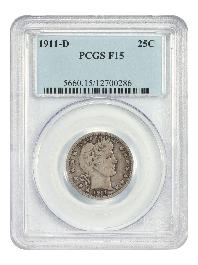 1911-D 25C PCGS Fine 15 - Barber Quarter - Underrated Key Date (1 of 4)