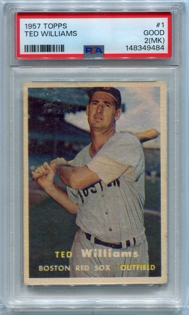PSA Graded 2 Topps Card Ted Williams #1 1957 (1 of 2)