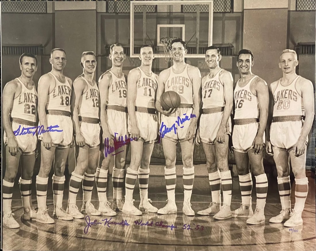 George Mikan others autographed 16x20 basketball photo 89/ 100 (1 of 1)