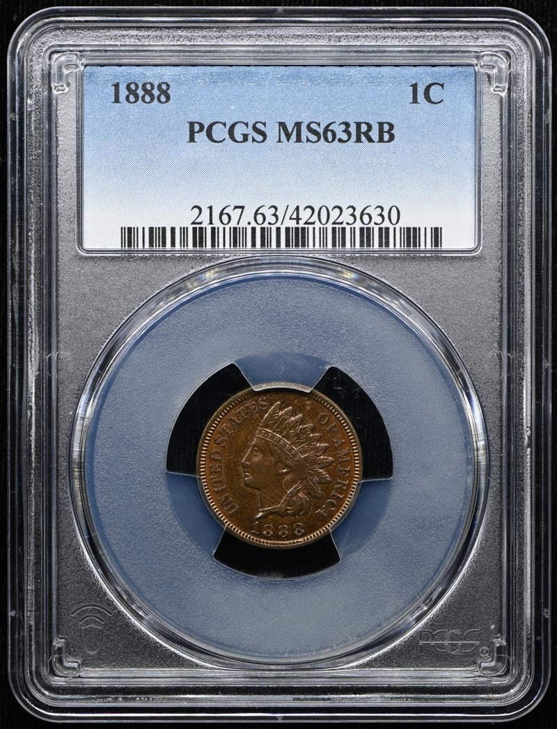1888 1C Indian Cent - Type 3 Bronze PCGS MS63RB: 1888 1C Indian Cent - Type 3 Bronze PCGS MS63RB 1888 1C Indian Cent - Type 3 Bronze PCGS MS63RB is a highly graded, uncirculated coin with a rich history. Certified by PCGS, this coin boasts a MS63RB 