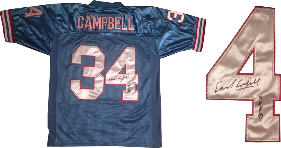 Oilers Jersey Autographed Earl Campbell "HOF 91 (1 of 5)