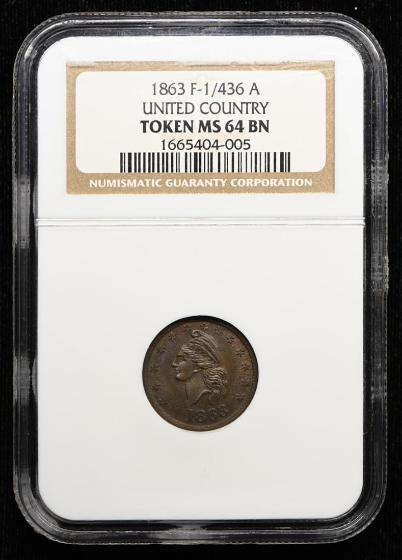 1863-CIVIL WAR CIVIL WAR F-1/ 436 a UNITED COUNTRY TOKEN NGC MS64BN (1 of 3)