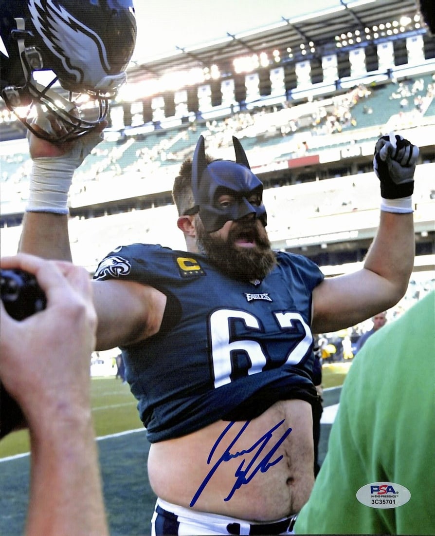 Jason Kelce Signed/ Autographed 8x10 Photo Philadelphia Eagles PSA 190043: Jason Kelce Signed/ Autographed 8x10 Photo Philadelphia Eagles PSA 190043 Authentic Jason Kelce signed 8x10 photo from the Philadelphia Eagles, verified by Professional Sports Authenticator (PSA) with