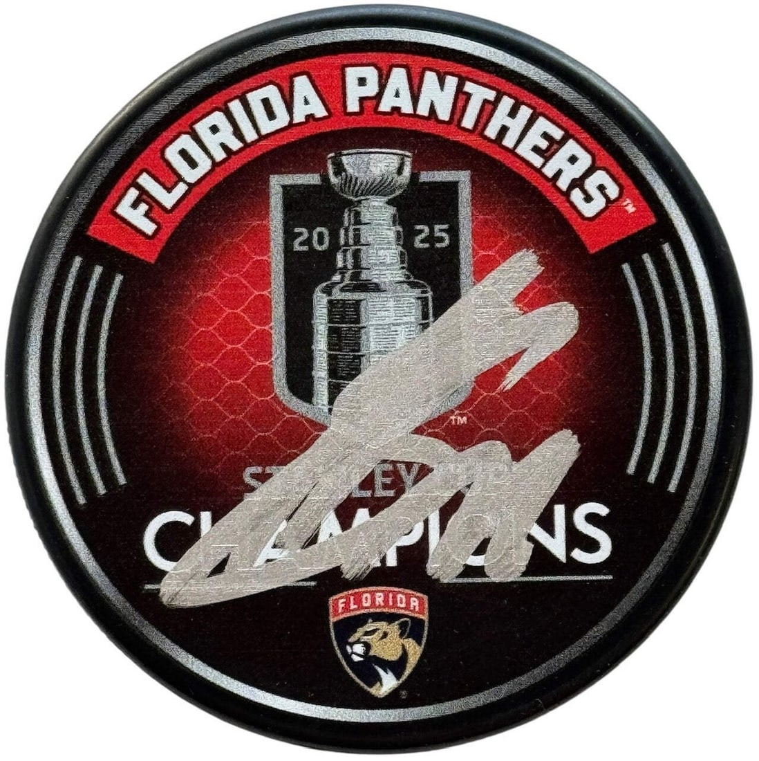 Sergei Bobrovsky Signed 2025 Stanley Cup Champions Official Puck (JSA Witness) (1 of 2)