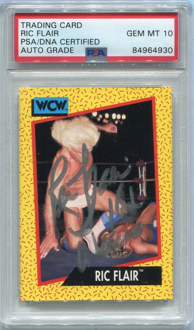 Flair Ric 1991 Autographed Card Trading WCW Certified 10 Graded PSA/ DNA (1 of 2)