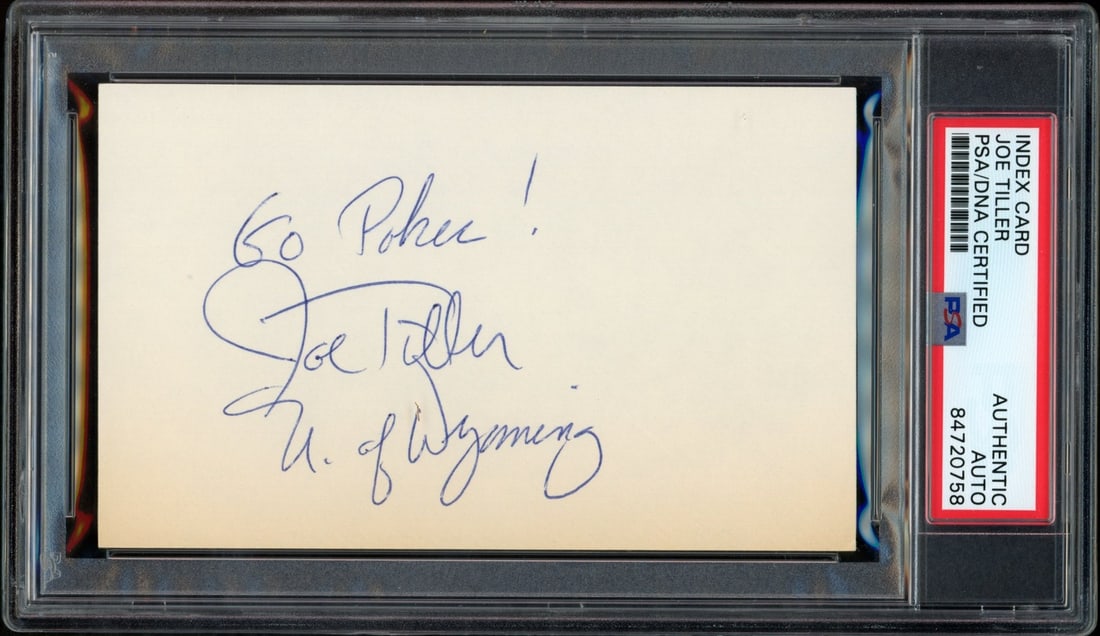 Joe Tiller Chof Autographed Index Card Wyoming PSA DNA (1 of 2)