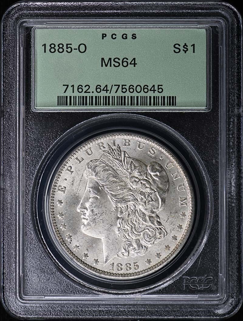 1885-O $1 Morgan Dollar PCGS MS64: 1885-O $1 Morgan Dollar PCGS MS64 The 1885-O $1 Morgan Dollar is a highly sought-after coin, certified by PCGS as MS64, with a rich history from the New Orleans Mint. This uncirculated coin boasts