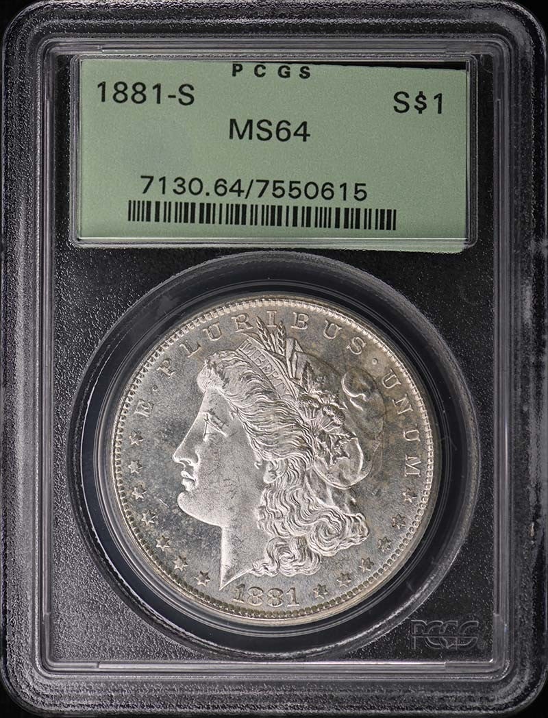 1881-S $1 Morgan Dollar PCGS MS64: 1881-S $1 Morgan Dollar PCGS MS64 The 1881-S $1 Morgan Dollar is a highly sought-after coin, certified by PCGS as MS64. This uncirculated coin features the iconic design of Augustus Saint-Gaudens and 