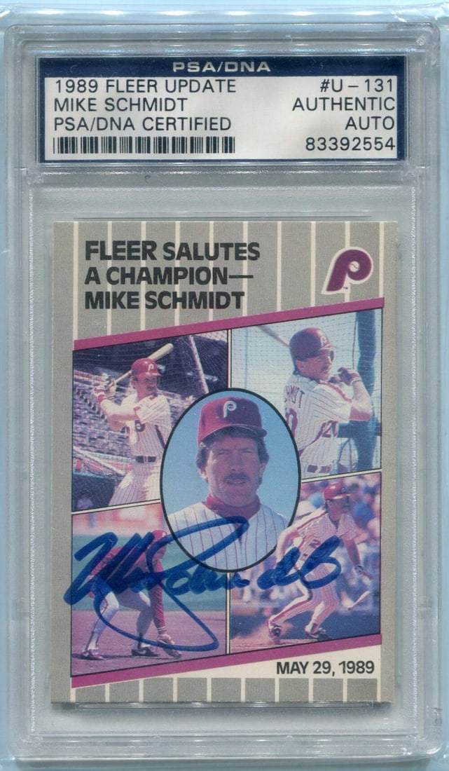 Fleer Update Certified Autographed Card Mike Schmidt 1989 PSA DNA: Fleer Update Certified Autographed Card Mike Schmidt 1989 PSA DNA PSA/DNA Certified Mike Schmidt 1989 Fleer Update Autographed Card is a unique piece of sports memorabilia featuring the signature of