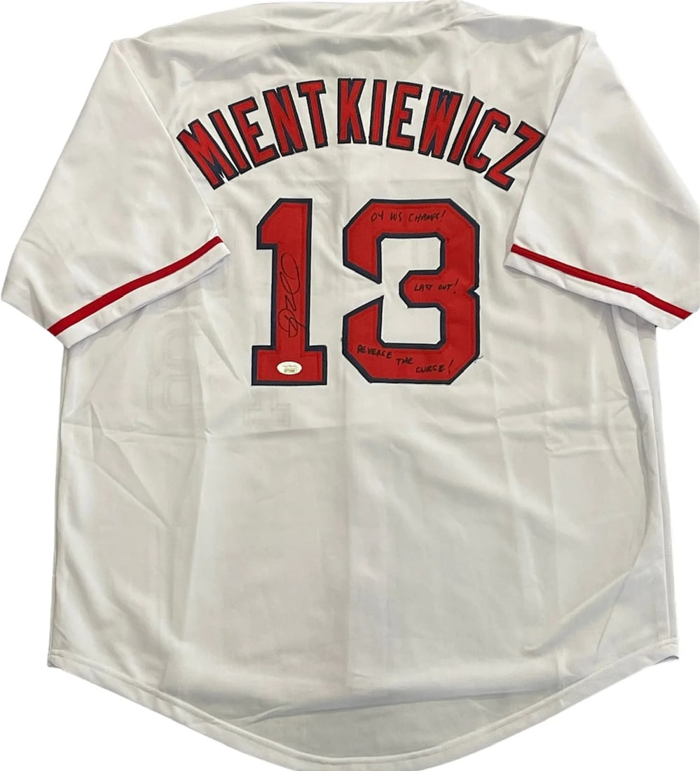 Doug Mientkiewicz Autographed Boston Red Sox Jersey (JSA): Doug Mientkiewicz Autographed Boston Red Sox Jersey (JSA) Item Specifics: Brand: James Spence Authentication (JSA) Doug Mientkiewicz Autographed Boston Red Sox Jersey Signed in black sharpie across