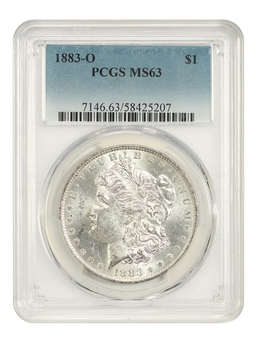 1883-O $1 PCGS MS63 - Morgan Dollar: 1883-O $1 PCGS MS63 - Morgan Dollar The 1883-O $1 Morgan Dollar is a highly sought-after coin, minted in New Orleans and certified by PCGS as MS63. This uncirculated coin boasts a rich history and is