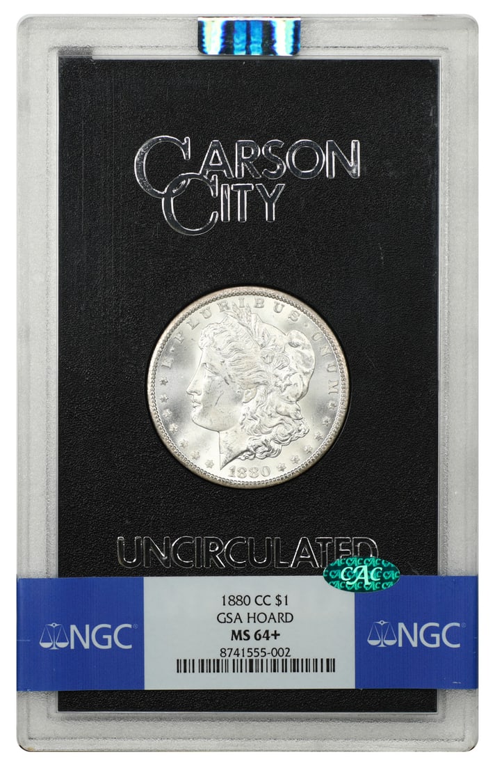 MS64+ NGC CAC 1880 CC Morgan Dollar: MS64+ NGC CAC 1880 CC Morgan Dollar MS64+ NGC CAC 1880 CC Morgan Dollar - A highly graded and certified Morgan Dollar from 1880, featuring a strong MS64+ grade and a CAC (Coin Advisory Service) design