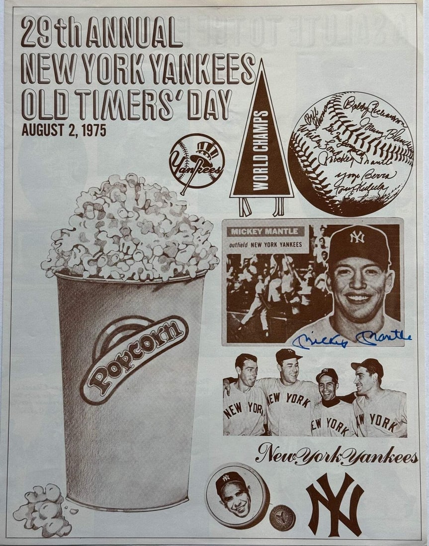Signed Program Mickey Mantle Yankees 29th Annual August 2 1975 Old Timers Day (1 of 4)
