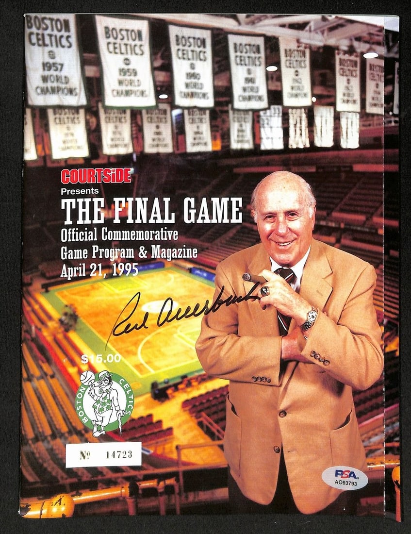 Auerbach signed 1995 program Boston Gardens Red PSA DNA game (1 of 1)