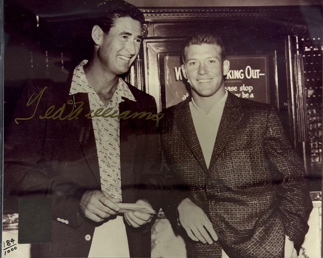 Ted Williams with Mickey Mantle signed 8x10 Baseball Photo 184/ 1000 (Green Diamo (1 of 2)