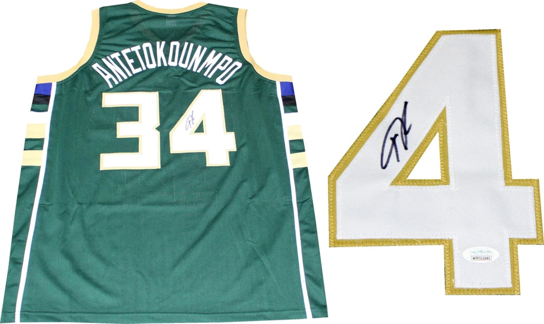 Antetokounmpo Jersey Autographed Bucks Milwaukee Giannis: Antetokounmpo Jersey Autographed Bucks Milwaukee Giannis Item Specifics: Brand: James Spence Authentication (JSA) Giannis Antetokounmpo Autographed Milwaukee Bucks Jersey Signed in black sharpie acros