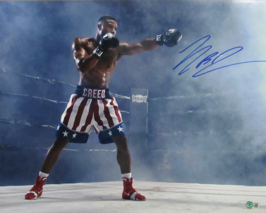 Michael B. Jordan Autographed 16x20 Photo "Creed" Beckett 181194: Michael B. Jordan Autographed 16x20 Photo "Creed" Beckett 181194 Saquon Barkley, the talented Penn State Nittany Lions and New York Giants running back, has signed this 16x20 photo. The photo is