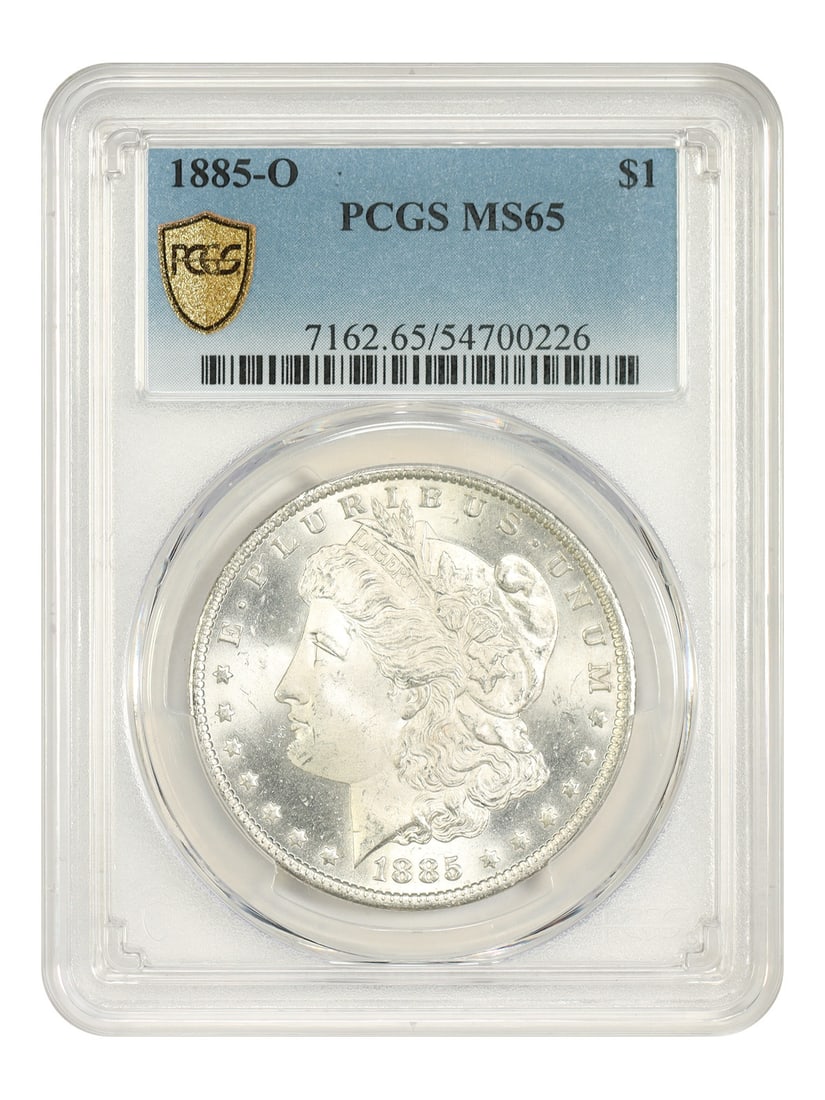 1885-O $1 PCGS MS65 - Morgan Dollar - Popular O-Mint Morgan: 1885-O $1 PCGS MS65 - Morgan Dollar - Popular O-Mint Morgan The 1885-O $1 Morgan Dollar is a highly sought-after coin, featuring the iconic design of George T. Morgan. Graded MS65 by PCGS, this uncirc