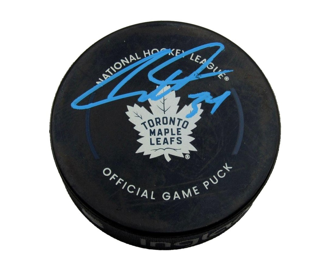 Auston Matthews Signed/ Auto Maple Leafs Logo Hockey Game Puck Fanatics 199488 (1 of 2)