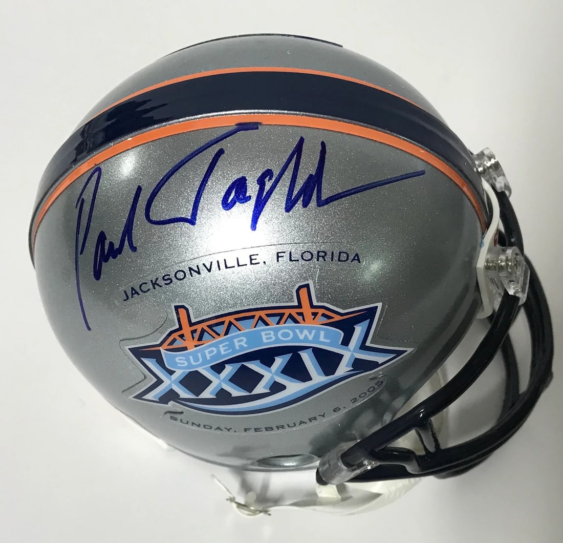Paul Tagliabue Super Bowl 39 Autographed Mini Helmet PSA Certified: Paul Tagliabue Super Bowl 39 Autographed Mini Helmet PSA Certified Paul Tagliabue's Super Bowl 39 Autographed Mini Helmet is a unique collectible, bearing a signature in blue sharpie across the side o
