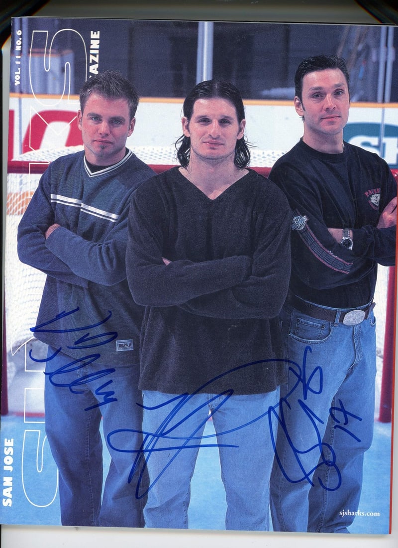 Mike Ricci Scott Thornton Niklas Sundstoem San Jose Programs: Mike Ricci Scott Thornton Niklas Sundstoem San Jose Programs Signed photo of Mike Ricci, Scott Thornton, and Niklas Sundstoem, accompanied by a COA from Rich Altman, showcasing a unique moment in San 