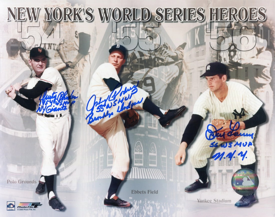 Dusty Rhodes Johnny Podres Don Larsen Autographed Photo (1 of 1)