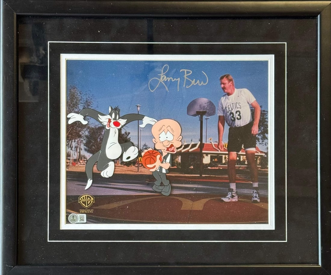 Larry Bird Signed McDonalds 1995 Warner Bros. Cel with Elmer Fudd & Sylvester (B (1 of 3)