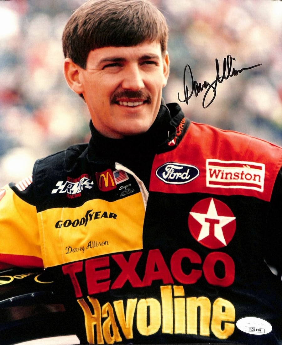 Davey Allison Signed/ Autographed 8x10 Photo NASCAR Race Driver JSA 193775: Davey Allison Signed/ Autographed 8x10 Photo NASCAR Race Driver JSA 193775 Davey Allison's racing legacy lives on in this officially autographed 8x10 photo. A NASCAR racing icon, Allison's name is etc