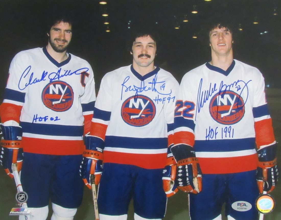 Islanders HOF PSA Photo Inscr Multi-Signed 11x14 Gilles Trottier Bossy (1 of 3)