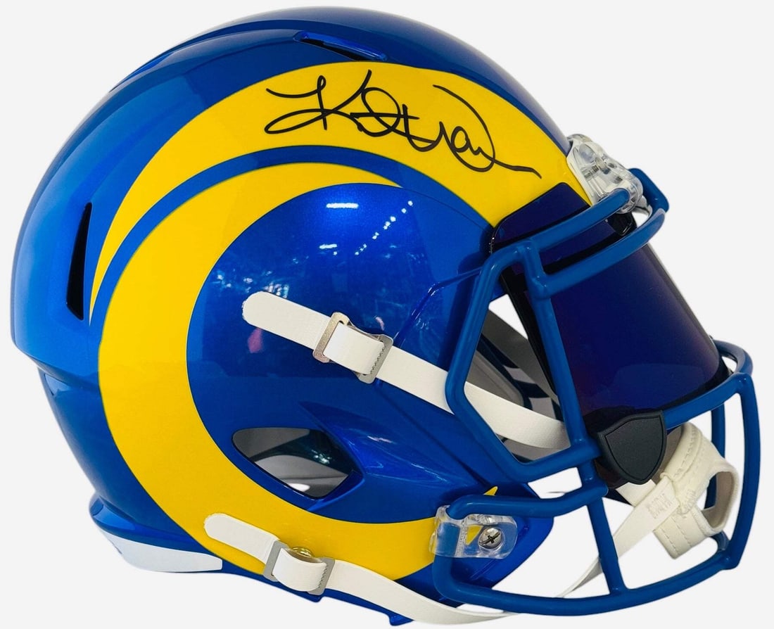 Kurt Warner Autographed Rams Full Size Speed Helmet (Beckett Witness) (1 of 2)