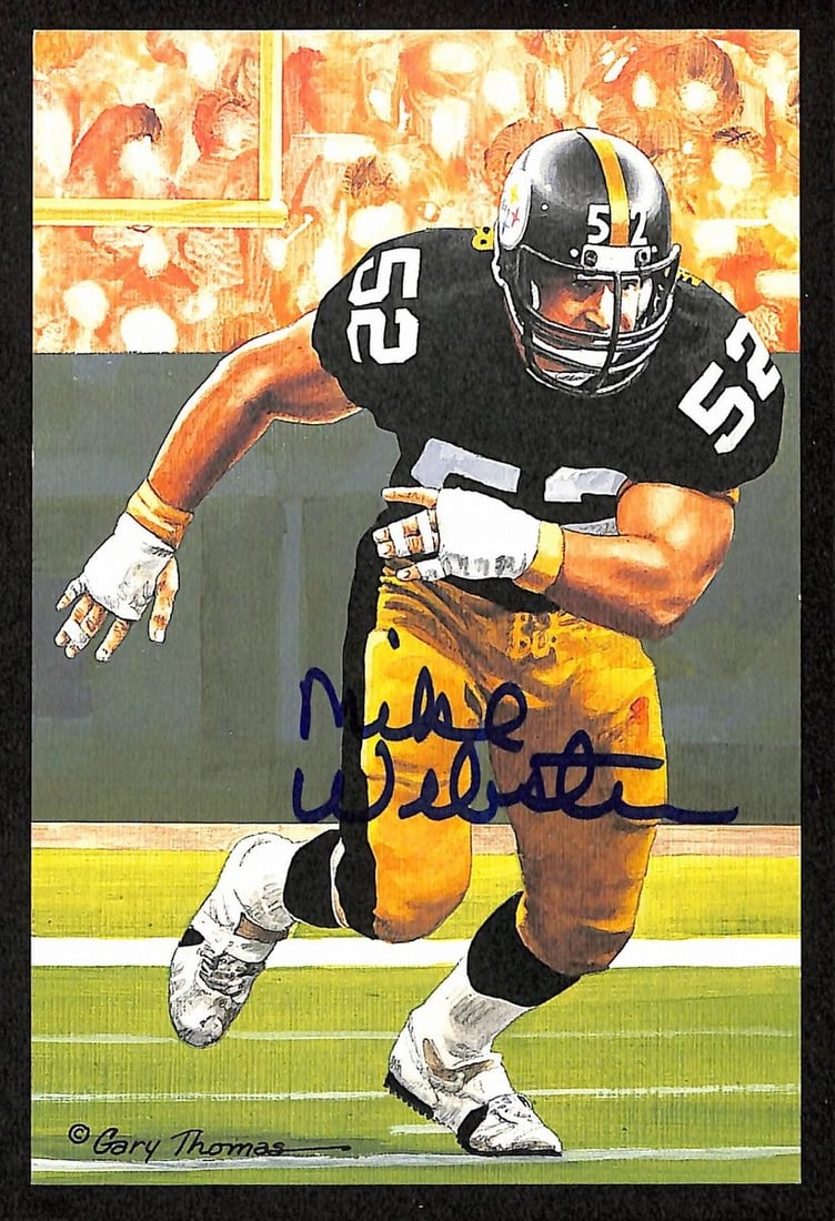 Signed 1997 Mike Webster Art Postcard PSA DNA Goal Line GLAC Steelers (1 of 2)