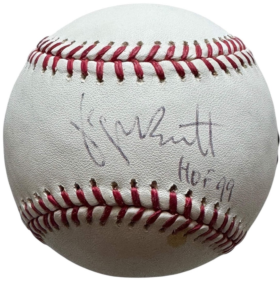 George Brett Autographed Official Major League Baseball (Mounted Memories): George Brett Autographed Official Major League Baseball (Mounted Memories) Signed in blue pen across the sweet spot with inscription "HOF '99", this official Major League Baseball bears the mark of Ge